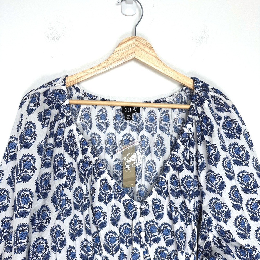 NWT J.Crew V-Neck Mini Dress Bouquet Block Print Blue White XXL - Picture 6 of 12
